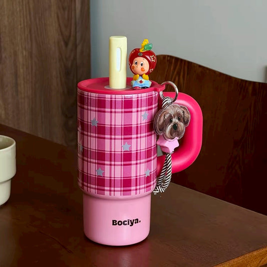 Aesthetic Insulated Tumbler with Straw & Handle