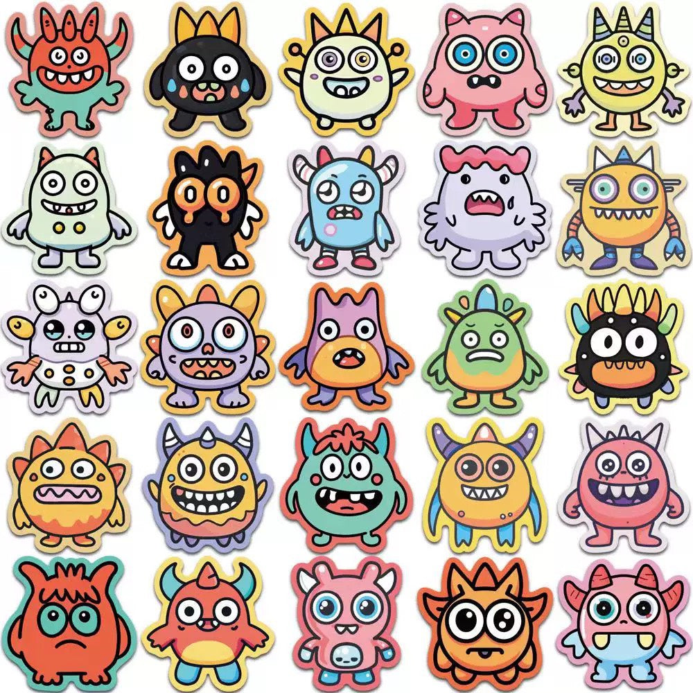Cartoon Monster Sticker Pack (50pcs)