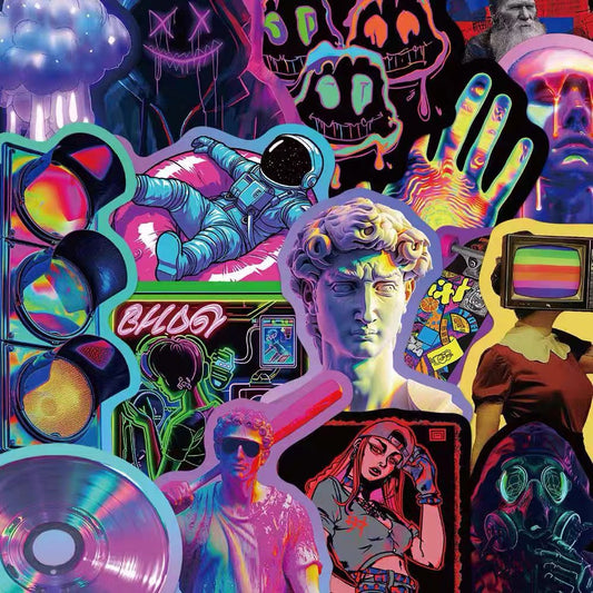 Cyberpunk Neon Aesthetic Sticker Pack (50pcs)