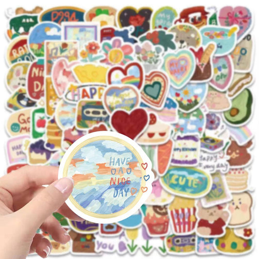 Korean Aesthetic Watercolor Sticker Pack (90pcs)