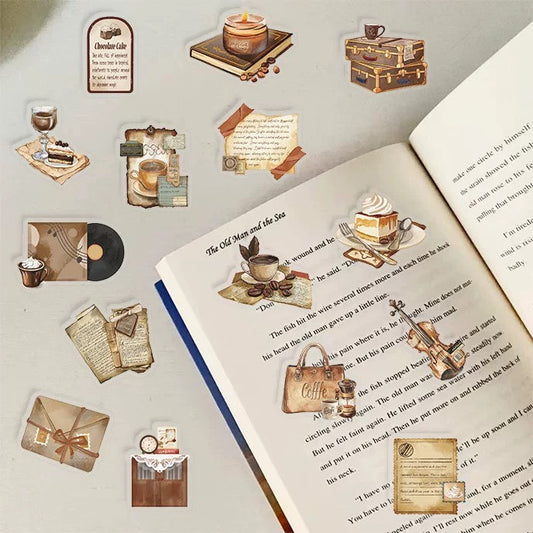 Vintage Coffeehouse Aesthetic Sticker Pack (50pcs)
