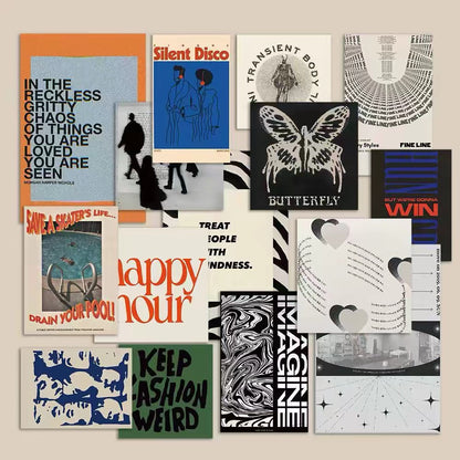 Vintage Collage Wall Art Cards (15pcs Set)