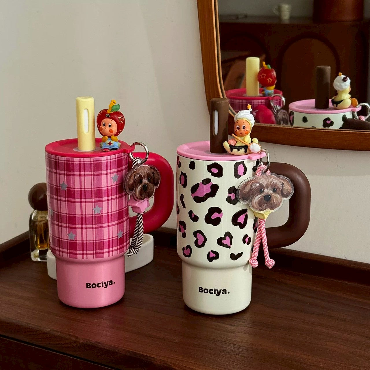 Aesthetic Insulated Tumbler with Straw & Handle