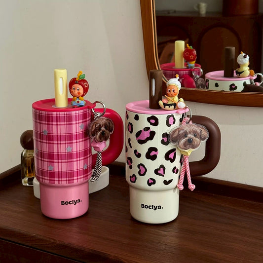 Aesthetic Insulated Tumbler with Straw & Handle