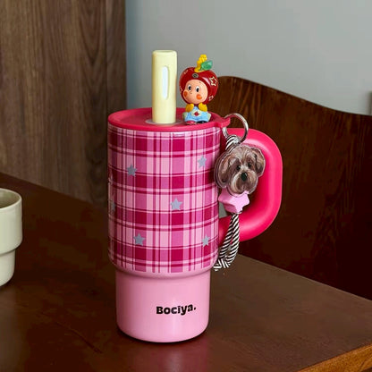Aesthetic Insulated Tumbler with Straw & Handle