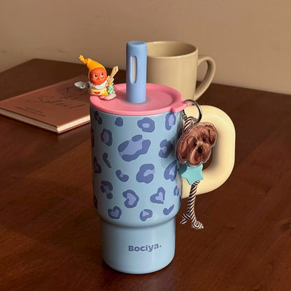 Aesthetic Insulated Tumbler with Straw & Handle