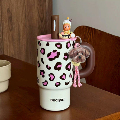 Aesthetic Insulated Tumbler with Straw & Handle