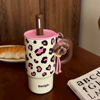 Aesthetic Insulated Tumbler with Straw & Handle