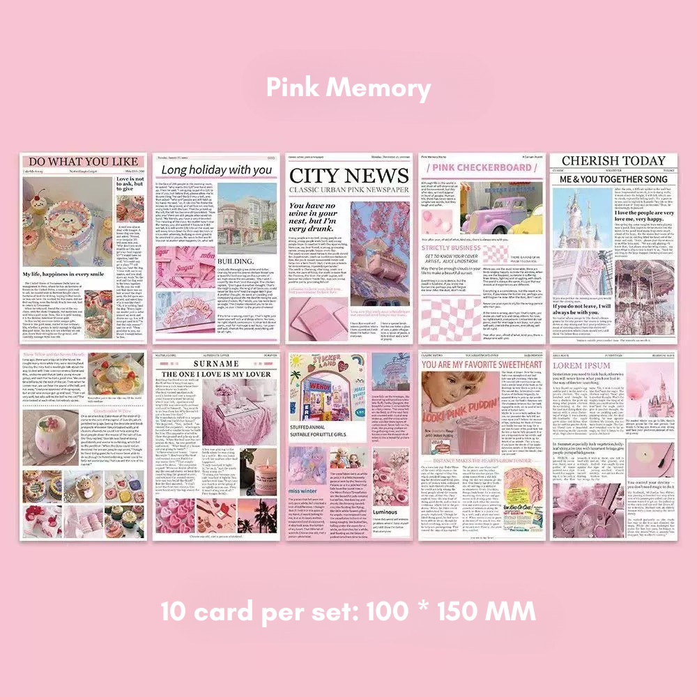 Pink Aesthetic Designed Wall Card Set (10pcs)