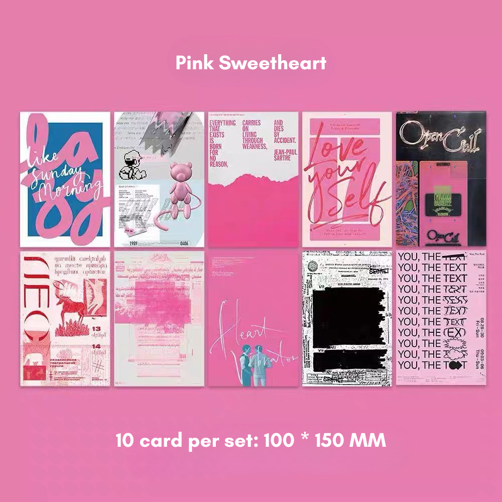 Pink Aesthetic Designed Wall Card Set (10pcs)