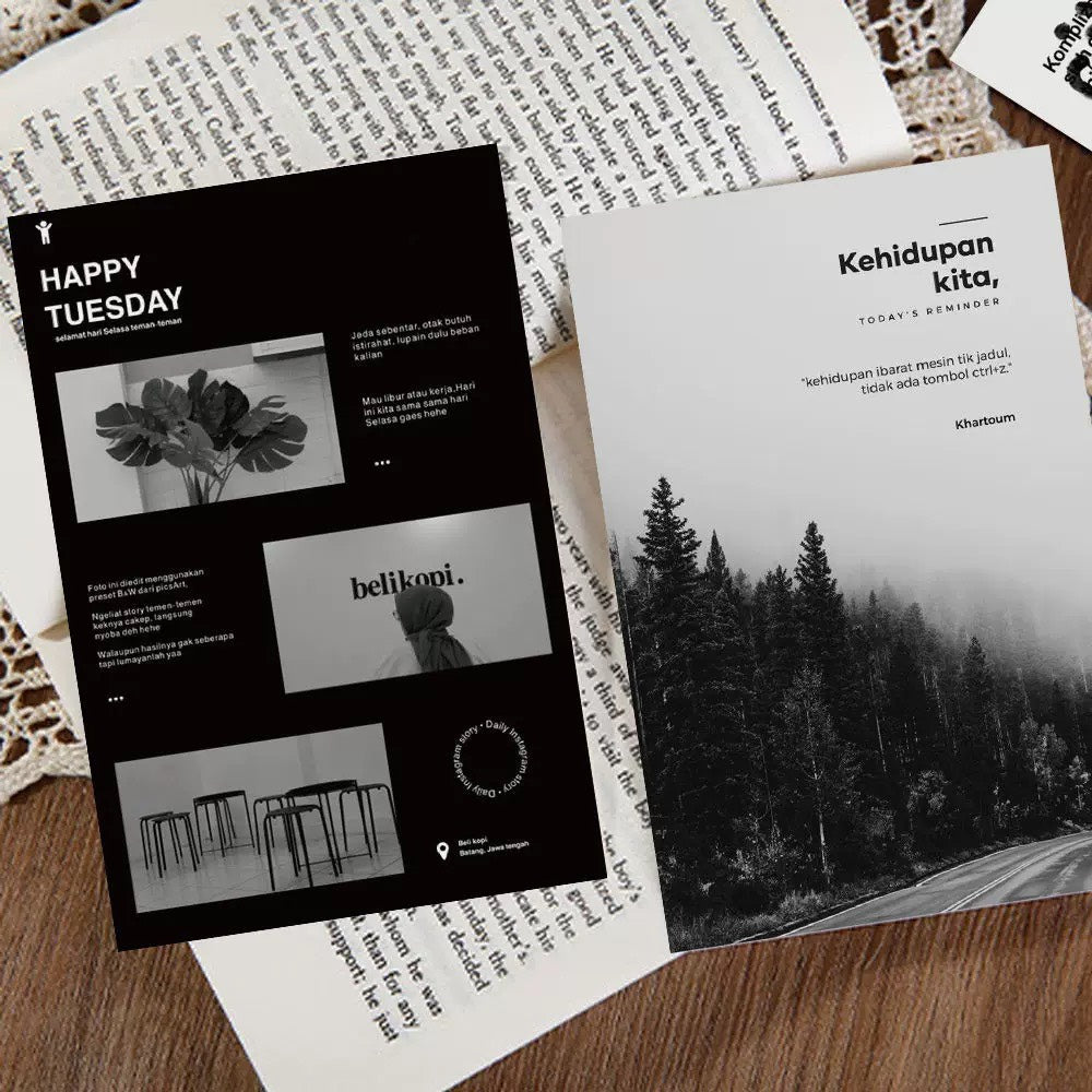 Minimal Black & White Aesthetic Collage Cards (10pcs Set)