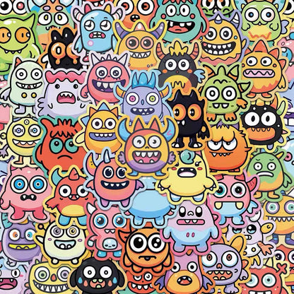 Cartoon Monster Sticker Pack (50pcs)