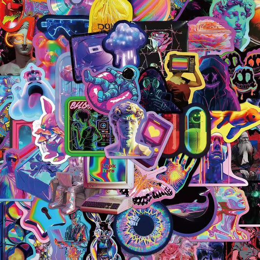 Cyberpunk Neon Aesthetic Sticker Pack (50pcs)