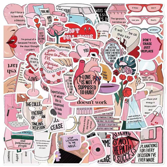 Motivational Quote Aesthetic Sticker Pack (50pcs)