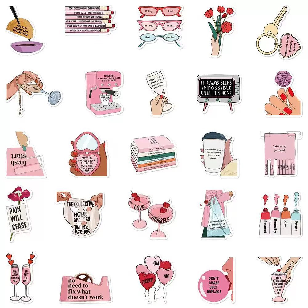 Motivational Quote Aesthetic Sticker Pack (50pcs)