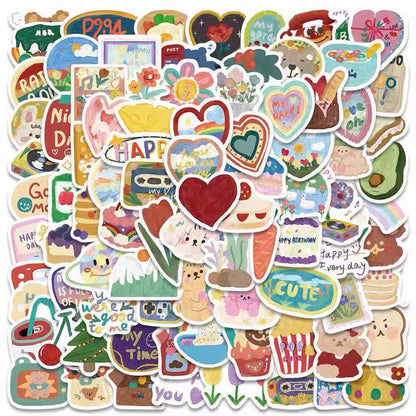 Korean Aesthetic Watercolor Sticker Pack (90pcs)