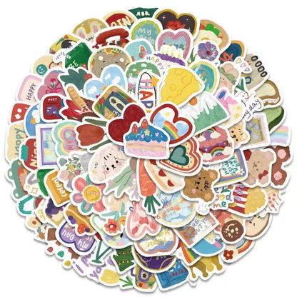 Korean Aesthetic Watercolor Sticker Pack (90pcs)