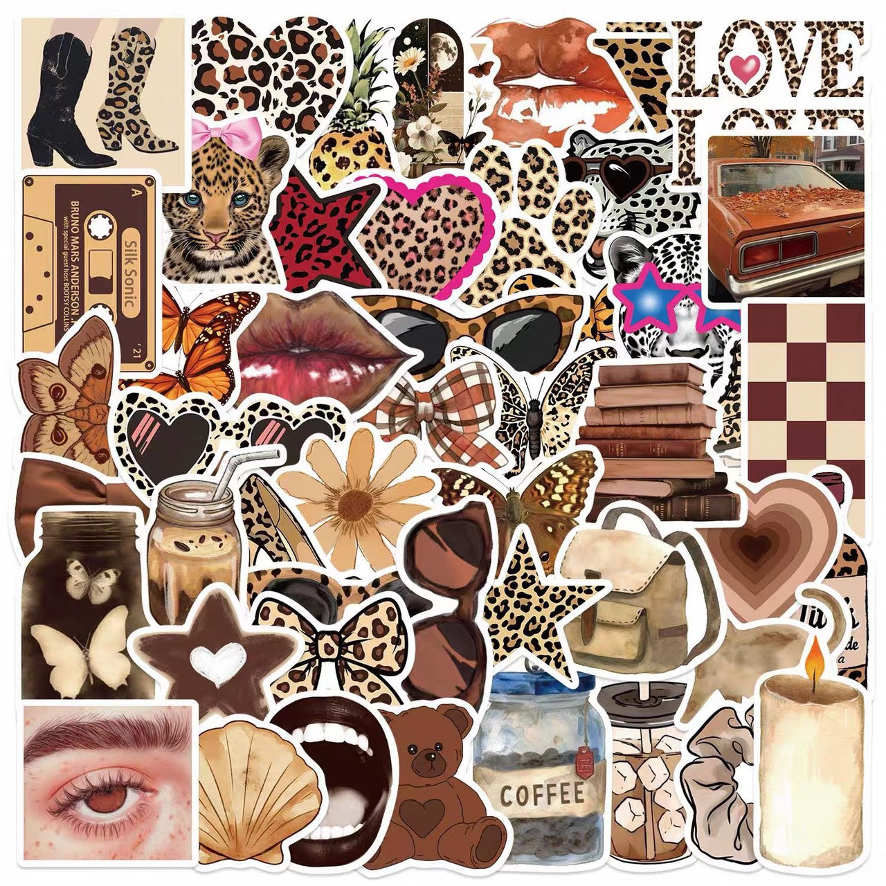 Leopard Aesthetic Girl Sticker Pack (50pcs)