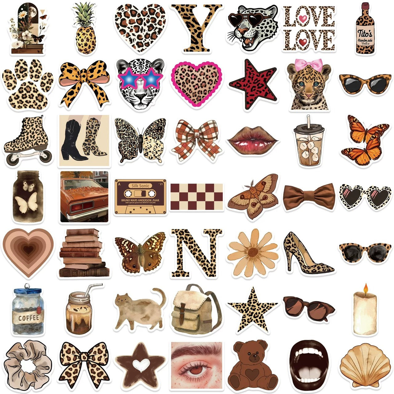 Leopard Aesthetic Girl Sticker Pack (50pcs)