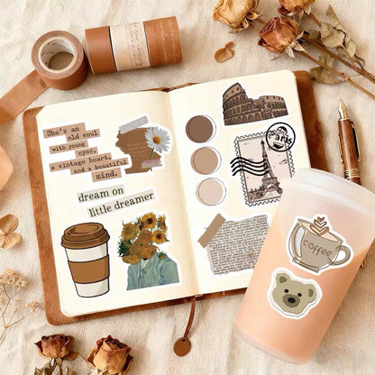 Brown Vintage Aesthetic Sticker Pack (60pcs)