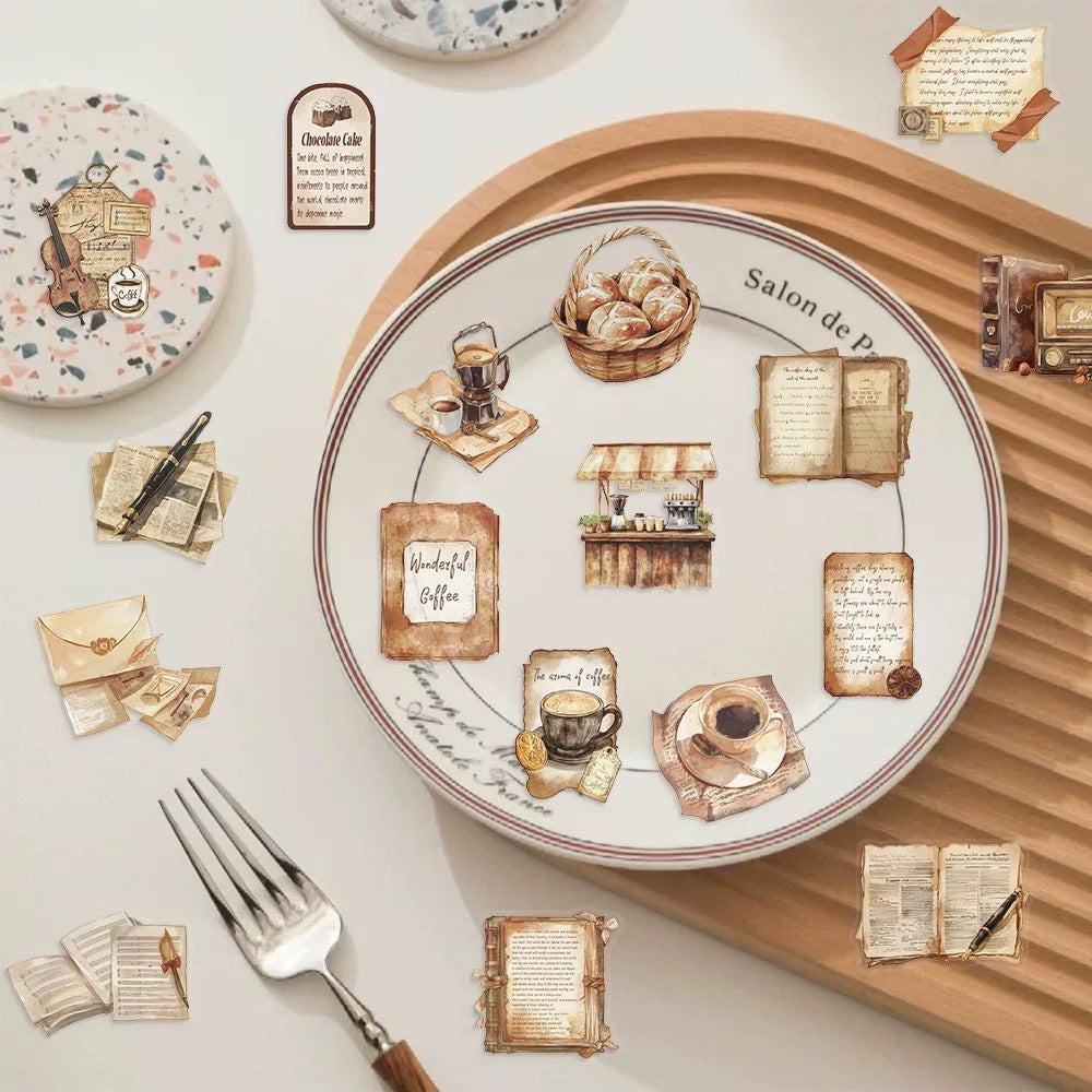 Vintage Coffeehouse Aesthetic Sticker Pack (50pcs)