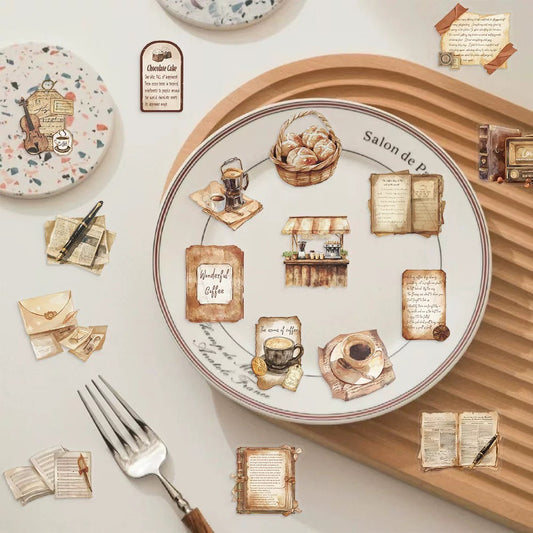 Vintage Coffeehouse Aesthetic Sticker Pack (50pcs)