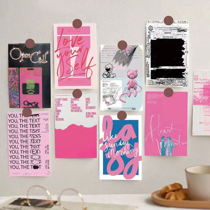 Pink Aesthetic Designed Wall Card Set (10pcs)
